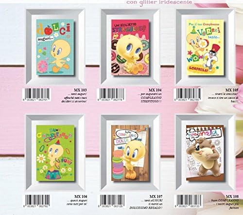 Set of 6 Pieces Mini Card Birthday Greeting Cards Warner Bross