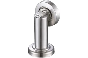 ANGLE SIMPLE Magnetic Door Stop & Holder for Home or Office in Brushed Steel- Keeps Door Open Even with a Door Closer