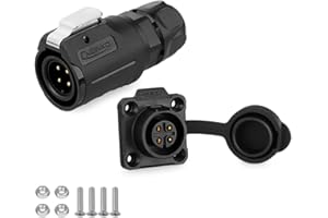 CNLINKO LP-16 Connecteur imperméable IP68 Connecteur circulaire industriel Connecteur de boîtier PBT Connecteur aviation Connecteur à dégagement rapide M16 2-9 Broches Prise à bride (4 Broches)