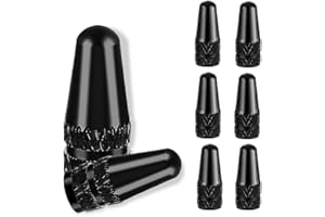 RGEVGER 8 Pcs Bicycle Presta Valve Dust Caps Aluminum, Aluminum Alloy Tyre Valve Caps, Tire Pressure Cap, for MTB Mountain Bike Road Bike Universal The Front Cover Black
