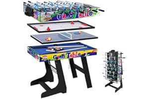 HOMELIKESPORT Tavolo da gioco multifunzionale 4 in 1 per hockey, biliardo, calcio balilla, ping pong, verde, pieghevole professionale