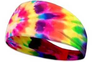 Kuiaobaty Farbiges Batik-Stirnband für Damen – Herren-Sport-Schweißband, Hippie-Buntes Bandana, Turban-Haarbänder, Schweißband