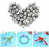 Chytaii Cascabel Pequeña Plateado para Decoración de Navidad Mascotas 25mm 50 Unidades