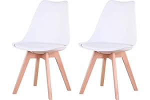 EGOONM Sillas Comedor Pack 2 Sillas, Nordicas Sillas para Cocina, Oficina, Bar, Sala de Estar-Silla de Cena (Blanco-2)