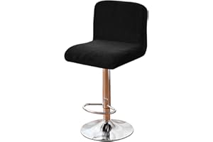 GUYIRT Bar Stool Cover Velvet, 2 4 6 Pieces Swivel Bar Stools Slipcovers, Washable Slipcover for Short Back Stool Chairs-black-Set of 2