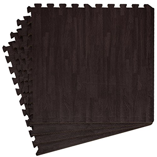 eyepower Puzzlematten-Set in Holz-Optik Laminat-Muster | 4 Bodenmatten 60x60cm mit 8 Abschlussleisten | beliebig erweiterbare Steckmatten | Spielmatte Trainingsmatte Fitness Yoga Judo Schutzmatte Unterlegmatte Bodenauflagen Deko Matte | Dunkelbraun - 2
