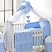 Luxury Baby Crown Canopy Drape / Mosquito Net Only Large 480 cm for Cot Bed - WHITE / BLUE PLAIN