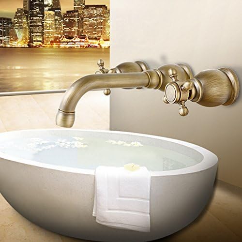 VanMe Basin Faucet Wall Mount Bathroom Basin Faucet Dual Handles Vanity Sink Mixer Tap