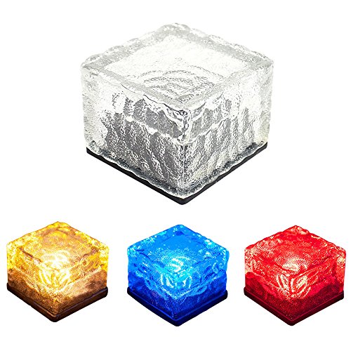 Preisvergleich Produktbild elecfan Solarlampen für Außen, Kristallglas Eisziegel Stil Wasserdicht Solarlampen LED Solarleuchten für Rasen Yard Deck Road Pfad Garten Dekoration Sicherheitslampe, Farbe