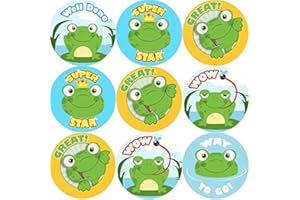 STICKER STOCKER 144 Fun Frogs Praise Words 30 mm Reward Stickers for School Teachers, Parents