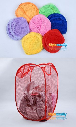Foldable Pop Up Mesh Washing Laundry Basket Bag Bin Hamper Toy Tidy Storage