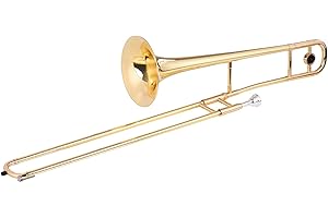 JINGFENG Alto Trombone Brass Gold Lacquer Bb Tone B flat Wind Instrument with Cupronickel Mouthpiece Cleaning Stick Case