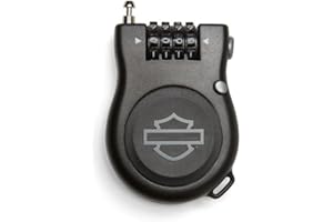 HARLEY-DAVIDSON Zamek motocyklowy wysuwany 90 cm zapięcie kablowe 4-cyfrowy zamek szyfrowy – ochrona przed kradzieżą kasku