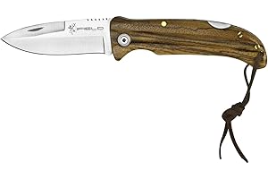 iFIELD Navaja de Madera Camper EL29042, Mango de Madera Zebra, Longitud de 21 cms, Hoja de 9,5 cms, Herramienta de Camping para Pesca, Caza, Actividad Deportiva