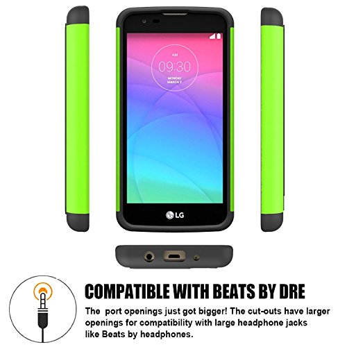 Colel Funda para LG K8  LG Escape 3  LG Phoenix 2  armadura h  brida con doble capa  absorci  n de choques  protecci  n con protector de pantalla de cristal para LG Escape 3  LG K8  LG K350N verde