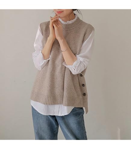 Pull Gilet Maille Gilet Sans Manches Femme Laine Tricoté Pull