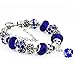 Produktbild Ziwater Pandora Charms Armband Retro Silber Diamanten Blume DIY Wulstige Armband Handgemachte Beads Modeschmuck (17cm, Dunkelblau)
