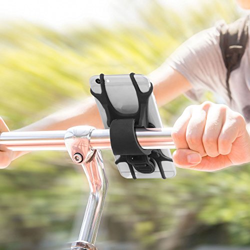 Supporto Bici Smartphone, AFUNTA 2 Packs Silicone Porta Bike Cellulare Mount Installa sul Manubrio per Biciclette il Support per Smartphone 4