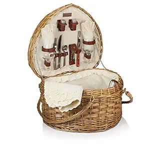 Picnic Time Willow Heart Picnic Basket with Deluxe Service for Two