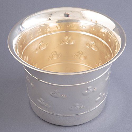 Blumentopf Silber Übertopf Enten-Prägung Messing 21cm Ø – Rosemarie Schulz - 4