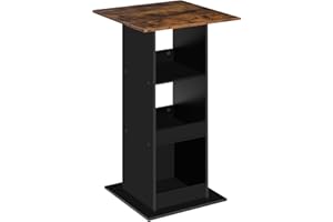 WOLTU Tavolo da Bar Quadrato, Tavolino Alto e Stretto con 3 Ripiani, Tavolo Alto da Cucina, Sala da Pranzo, Bistrot, in Truciolare, 60x60x112 cm, Marrone Rustico+Nero