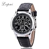 Herren Uhren, HUIHUI Sport Wasserdicht Casual Analoge Quarz Uhr aus Edelstahl - Militär Vintage Armbanduhr für Damen und Herren mit Lederarmband (One Size, B)