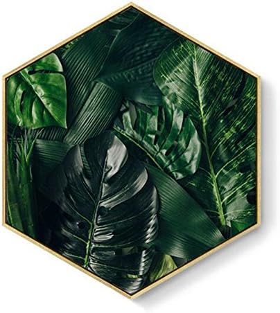 MINRAN DECOR - Canvas Art Print Framed Multi-hexagon plant leaves Painting Modern Canvas Prints Artwork Pictures Paintings on Stretched and Framed Canvas Wall Art - ZSH108 , 11 , 40*46cm