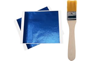 HALYKADU Blattgold Imitation-100 Stück Goldfolie zum Basteln-Blattgold für Kunst, Basteln, Unstprojekt, Möbel, Gemälde Wand (Blue), Blau