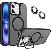 MADNOVA iPhone 16 i&ccedil;in Kılıf Kamera Korumalı Magsafe Wireless Şarj &Ouml;zellikli Lens Hediyeli Mat Şeffaf Renkli Standlı Kılıf (S
