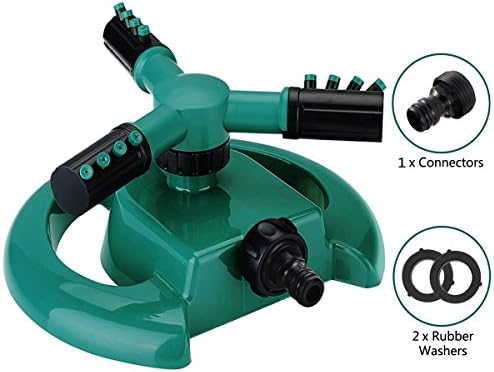 Lawn Sprinkler System- Rotary Sprinkler Outdoor Garden Water Sprinkler Pipe Hose Irrigation 3 Nozzles