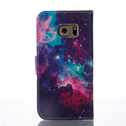 SKYXD für Samsung Galaxy S6 Edge Hülle Leder Fantasie Bunte Stern Muster Folio Klappbar Handy Tasche Schutzhülle [Magnet / Brieftasche Kartenfach / Standfunktion] Klapphülle mit [Handyanhänger + Eingabestift] Zubehör Set für Samsung Galaxy S6 Edge G925F Case Bookstyle Flip Leather Cover With [Stylus and Dust Plug] - 3