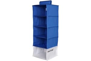 OSAMA HOME PANTONE - Organizer Armadio Salvaspazio da Appendere 5 Scomparti Abiti e Accessori, Organizzatore Armadio Verticale Pieghevole, Divisori per Armadio Interno Portaoggetti e Vestiti 84x30x30 cm, Blu