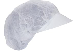 MIRAFLORES ORIGINAL Gorros Retina Blancos Desechables TNT con Visor - 100 Piezas - Auriculares blancos Cabeza y cubierta de pelo - Para restaurantes, cocinas, supermercados - Máxima higiene y seguridad