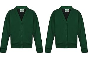 Ace Online Pack of 2 Girls School Fleece Cardigan Uniform Sweatshirt Uniform Smart School wear Age 2-3 to 13-14