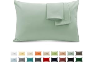 Poligino Taie Oreiller 100% Coton 50x70 cm 2 PCS, Taie d'oreiller Rectangulaire Puro Coton Jersey 120GSM - Housse de Coussin Résistant et Hypoallergénique Vert Aqua