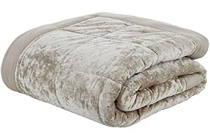 Catherine Lansfield Crushed Velvet Quilted 220x220cm Bedspread Natural