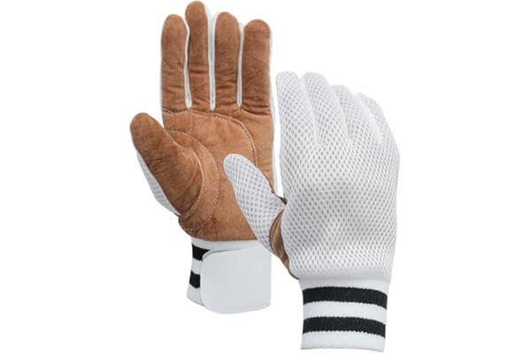 WHITEDOT Sports Leather Whitedot Net Albatross Chamois Cricket Wicket Keeping Inner Gloves, White, Large
