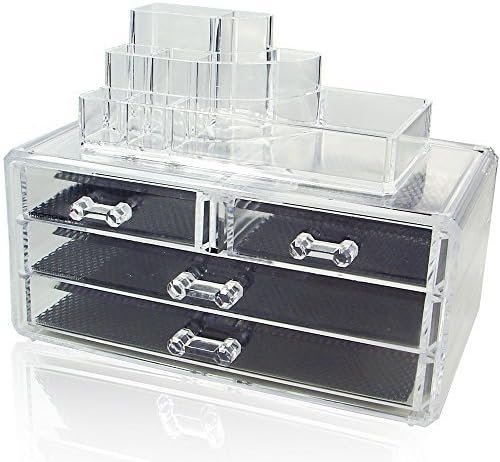 Ikee Design Acrylic Jewelry &amp; Cosmetic Storage Display Boxes Two Pieces Set. by NILECORP