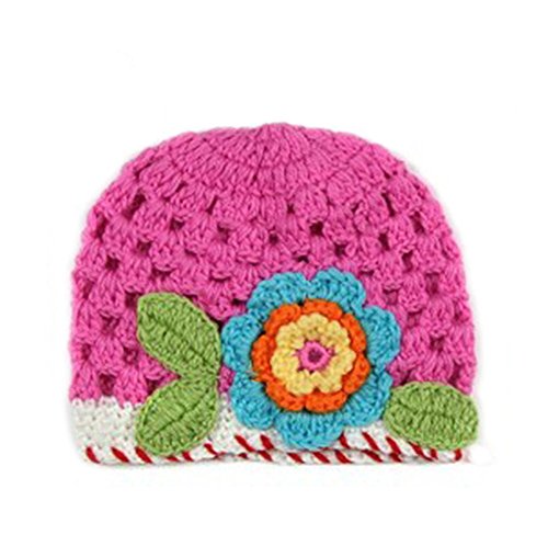 Demarkt Baby Girls Toddler Knitted Winter Warm Crochet Flower Beanie Hat Cap Handmade Rose
