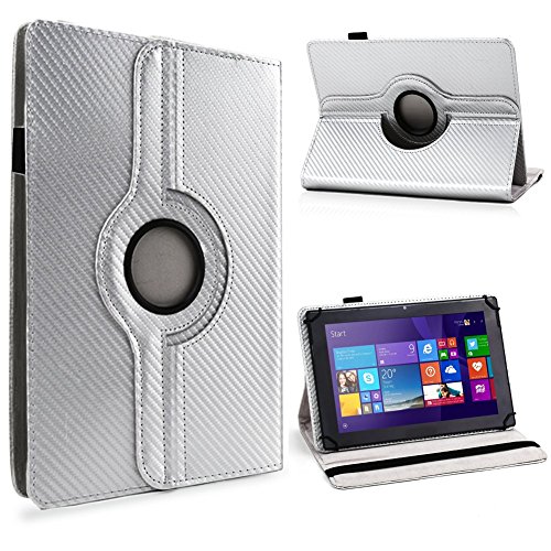 examen UC Express® Carbon Tablet Étui pour votre tablette 10–10 pouces robuste en simili cuir avec fonction support pratique et rotatif 360 ° Combiné Protection et design Étui cover case Stand étui support
