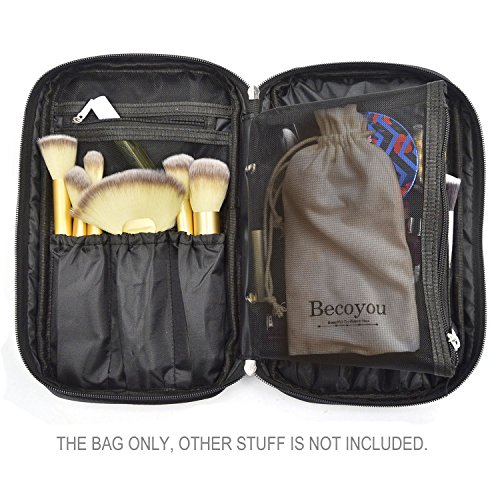 Becoyou Multifunktionale Kosmetiktasche von Höher Quilität Schminktasche Make-up Organizer Tasche für Pinsel Aufbewahrung Kulturtasche Kulturbeutel Kosmetiktüte für Reise und zu Hause (Schwarz) - 8