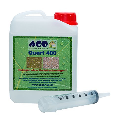 Quart ® 400 Hochkonzentrat Grünbelagentferner 2 Liter Konzentrat. Gegen Algen und sonstige Grünbeläge auf jedem Material, Chlor- und Säurefrei BAuA-N25201