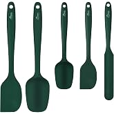 Hotec Silicone Spatula Set of 5 Heat Resistant to 600&deg;F (360.5&deg;C) BPA Free Dishwasher Safe for Non-Stick Pans - Dark Green