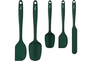 HOTEC Set di 5 spatole in gomma silicone resistenti al calore fino a 315,6 °C, senza BPA, lavabili in lavastoviglie, per pentole antiaderenti, verde scuro