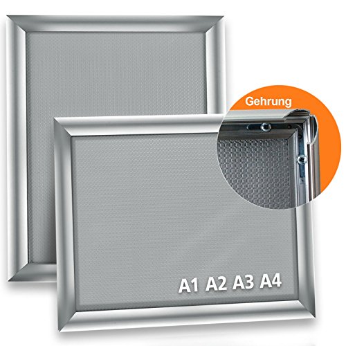 Master of Boards Alu Klapprahmen Plakatrahmen Wechselrahmen Bilderrahmen Ladeneinrichtung Silber Aluminium Rahmen für Plakate Rahmen für Bilder Rahmen Aushang Klicksystem (Gehrung
