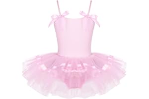 Oyolan Vestido de Danza Ballet Niña Princesa Vestido Tutu Lentejuelas Espalda Cruzada Traje Ropa de Baile Maillot Monos de Danza Clásica Traje de Bailarina