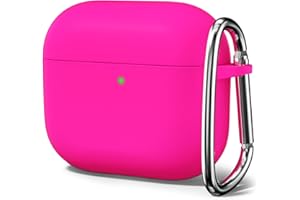 Oakxco für Airpods 3 Hülle Karabiner, Wasserdicht und Stoßfest Silikon Protective Case, Apple Airpods 3rd Generation Case Dünn Weiches, Elegant Kawaii Einfarbig Design für Damen Frauen Girl, Neon Pink