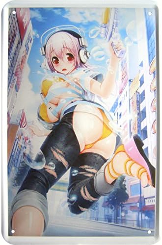 Decorative Tin Sign with Japanese Manga Design