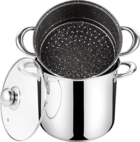 Haussmann Héritage® couscoussiers/Cuit Vapeur/Faitout(4L/Diamètre:18cm) 3 en1 INOX revétement façon Pierre pour 4 à 6 Personnes－Tous Feux Dont Induction－ HM-0840/4L