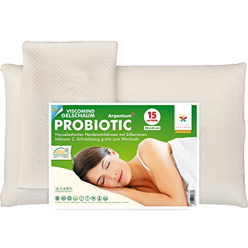 2-tlg MIX-SPAR-Set: 1x (80x40x15cm) Probiotic Ag+ und 1x (40x24x12cm) TRAVEL Nackenstützkissen aus Gelschaum, Orthopädisch & Allergikerfreundlich - 6